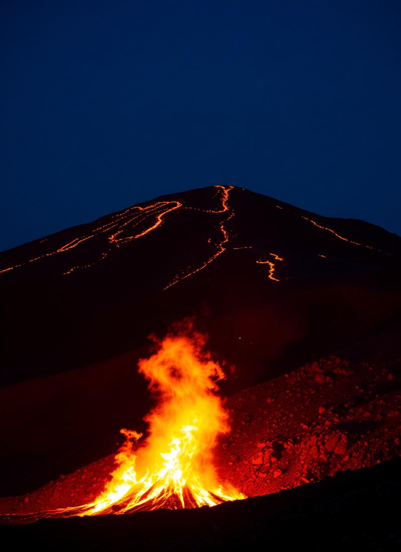 Flames burning on the Yanar Dag hillside at dusk